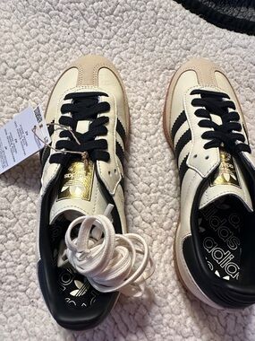 adidas Cream & Black Samba Sneakers with Gum Sole